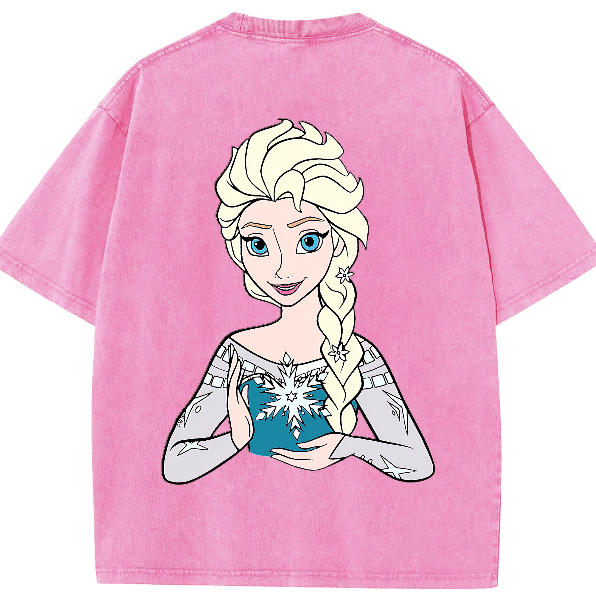（画像用） アナと雪の女王 アンナ エルサ Frozen Anna Elsa 綿100% ヴィンテージ風 半袖Tシャツ（背面プリント）